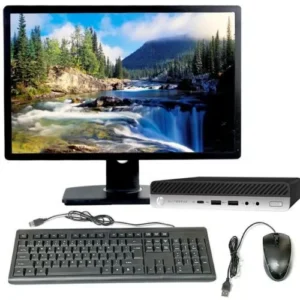 HP EliteDesk 800 G3 Desktop Mini – Intel Core i5 7th Gen 8GB RAM 500GB HDD with HP E233 Monitor