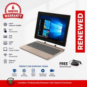 Lenovo IdeaPad 3 Windows Tablet with Keyboard – 10-Inch 4GB RAM 64GB Storage