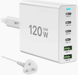 Lightwave 120W Universal Charger – 2 USB-C Ports 2 USB-A Ports Wireless Charging