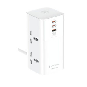 Lightwave 4-Way Extension Socket – 3 Metres with 70W USB Charging & Surge Protection